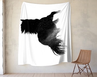 Wild Horse Plush Fleece Throw Blanket, Horse Blanket, Horse Photo Blanket, Horse Print Blanket,Equestrian Decor, Farmhouse Decor Blanket,