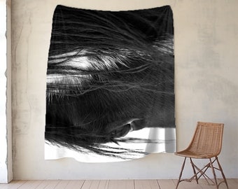 Wild Horse Plush Fleece Throw Blanket, Horse Photo Blanket, Horse Print Blanket,Equestrian Decor, Farmhouse Decor Fleece Blanket, Horse Art