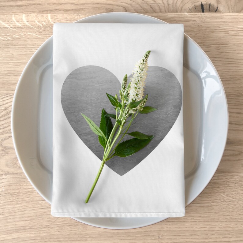 Valentines Day Heart Napkins, Valentines Day Cloth Napkins, Black and