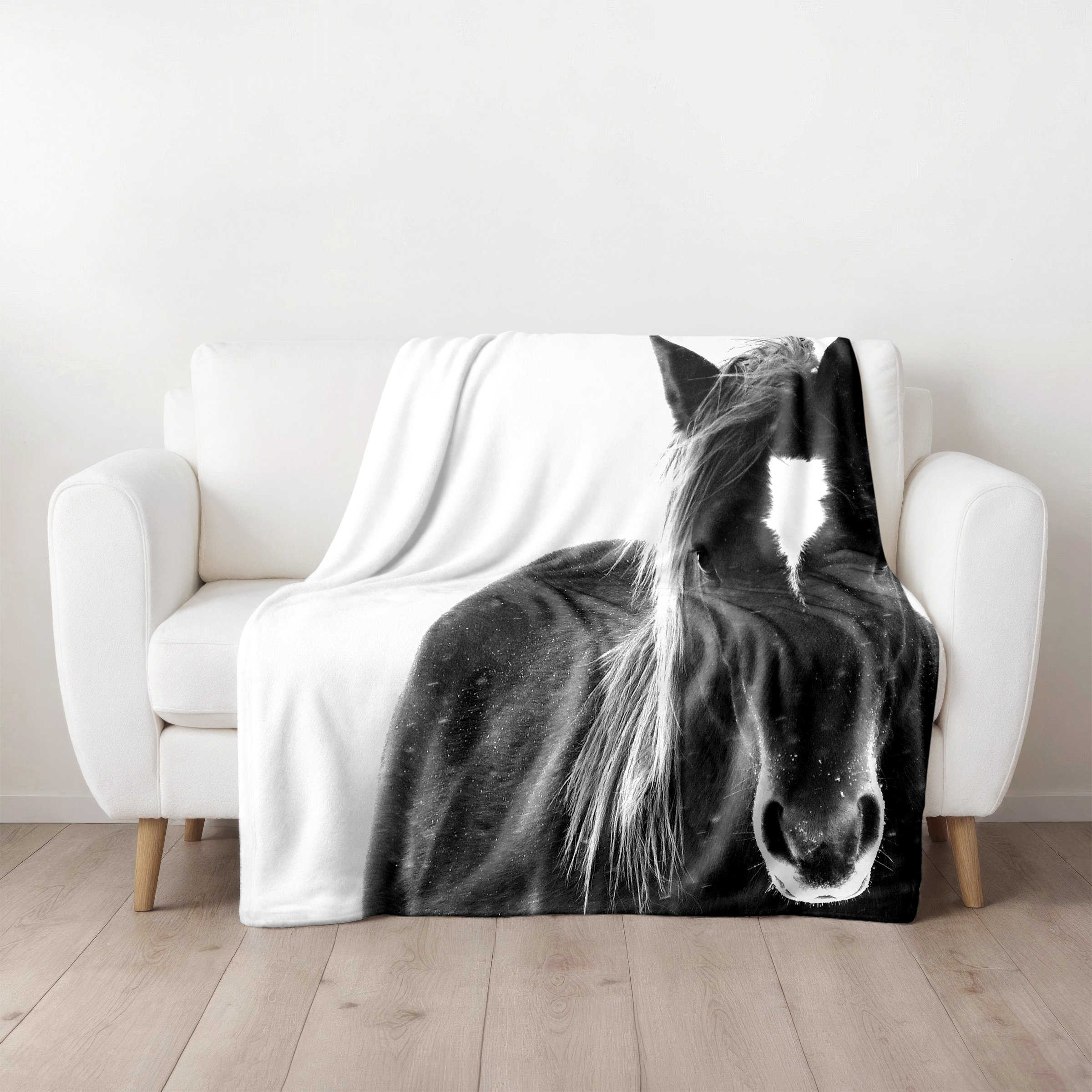 Wild Horse Plush Fleece Throw Blanket, Horse Photo Blanket, Horse Print
