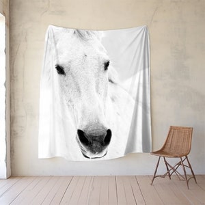Horse Blanket, Wild Horse Plush Fleece Throw Blanket, Horse Photo Blanket, Horse Print Blanket,Equestrian Decor, Modern Farmhouse Decor