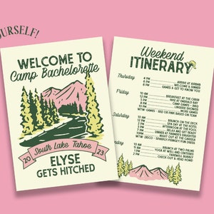 Printable Camp Bachelorette Lake Tahoe Bachelorette Party Invitation and Itinerary with Schedule, PDF, Digital Download