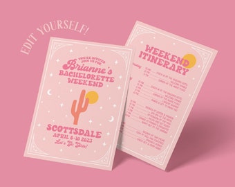 Scottsdale Bachelorette Party Digital Template, Invitation and Itinerary for Desert Girls Weekend & PDF and Download