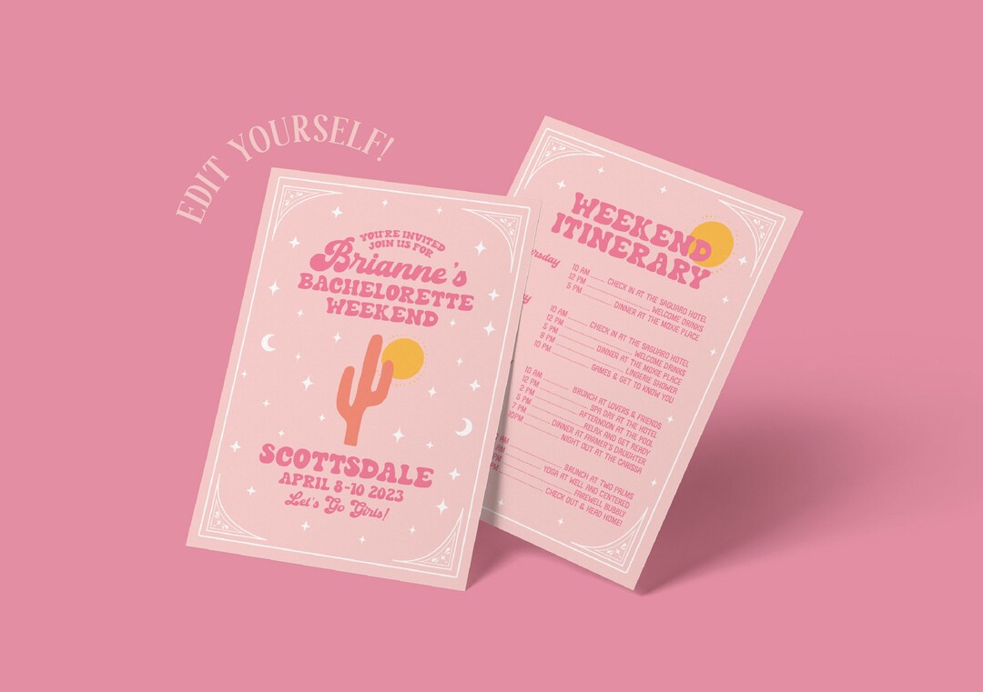 Scottsdale Bachelorette Party Digital Template, Invitation and