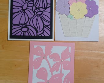 Floral Greeting Card Bundle of 6 cards flowers floral assortment of blank inside note cards  all ocasion note card pack stationary set