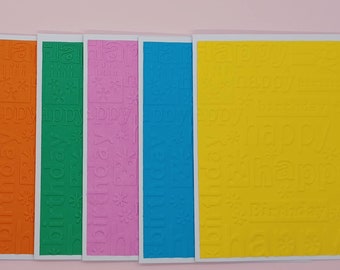 Embossed Birthday Card Sets Primary and Pastel Colors Handmade