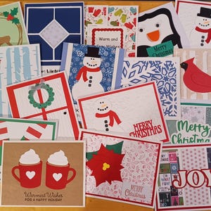 Christmas Cards Bundle of 6 cards  and envelopes assortment of Christmas blank inside  note card pack set