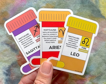 Zodiac Sign Pill Bottle -Funny/ADHD/Astrology/Aries/Taurus/Gemini/Cancer/Leo/Virgo/Libra/Scorpio/Sagittarius/Capricorn/Aquarius/Pisces