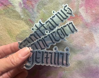 Gothic Font Zodiac Sign Vinyl Sticker - Retro/Astrology/Aries/Taurus/Gemini/Cancer/Leo/Virgo/Libra/Scorpio/Sagittarius/Capricorn/Pisces