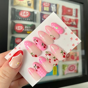 Love-ly Cherry Press On Nails | Luxury Nails | Handmade Set | Custom | 3D Nail Art | Cherry Nails | Jelly Nails