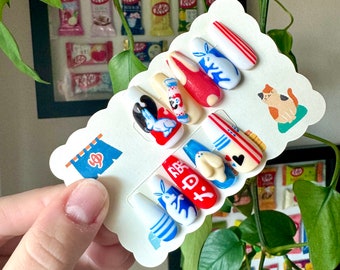 White Rabbit Press On Nails | Luxury Nails | Handmade Set | Custom | 3D Nail Art | White Rabbit Nails | Candy Nails