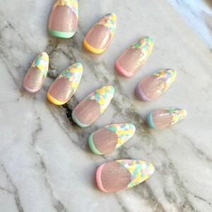 Spring-kle Press On Nails Luxury Nails Handmade Set Custom 3D Nail Art Almond Nails False Nails image 1