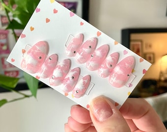 Misty Sky | Angelic Pretty Inspired Press On Nails | Luxury Nails | Handmade Set | Custom | 3D Nail Art | Sky Nails | Cloud Nails