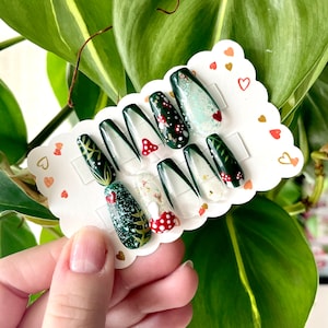 Mushroom Forest Press On Nails | Luxury Nails | Handmade Set | Custom | 3D Nail Art | Mushroom Nails | Forest Nails