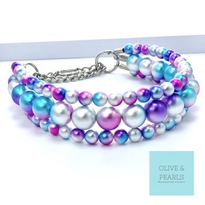 The &quot;Ariel&quot; Pearl Dog Collar, XL Pearl Dog Collar, Dog Pearls