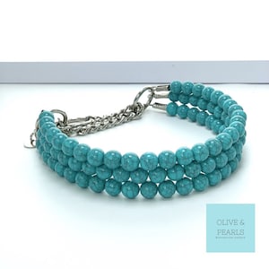 The &quot;Sedona&quot; Beaded Dog Collar, Custom Dog Collar, Turquoise Dog Collar, Southwestern Dog Collar