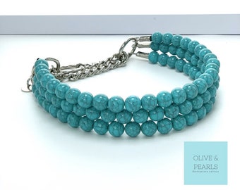 The "Sedona" Beaded Dog Collar: Southwestern Turquoise Style