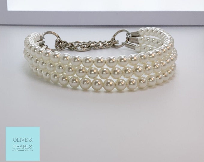 The hailey Pearl Dog Collar, Beaded Dog Collar, Dog Pearls, Pet Jewelry