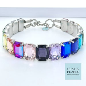 Rainbow Crystal Jeweled Dog Collar: &quot;Kiki&quot; Show Piece