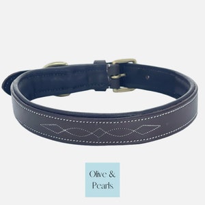 Bespoke Leather Collar with Fancy Stitch, Equestrian Leather Dog Collar