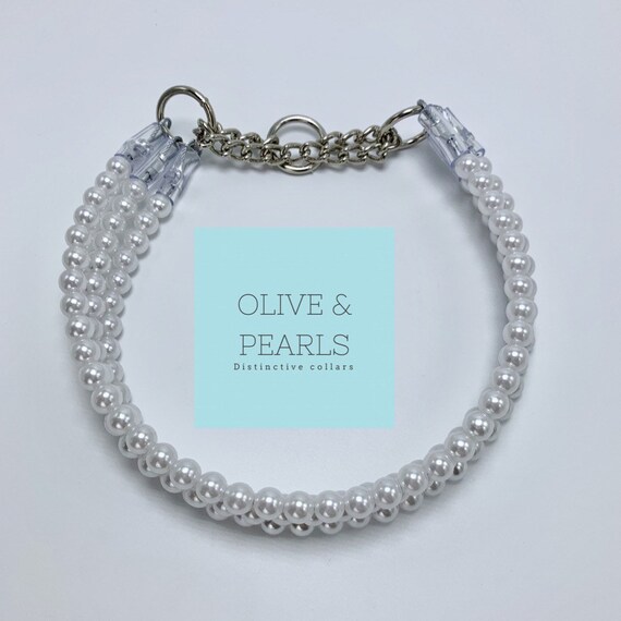 The Hailey Pearl Dog Collar Beaded Dog Collar Etsy