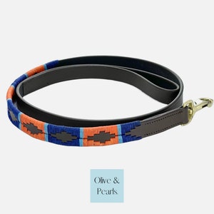 Handgefertigte Lederleine für Hunde: Cerulean Polo