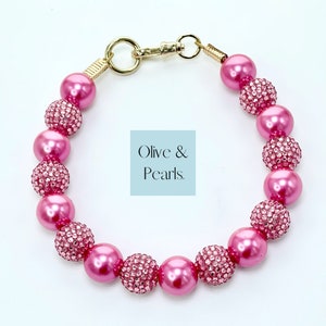 The "Paris" Pink Pearl Dog Collar, Luxury Dog Collar, Dog Pearls