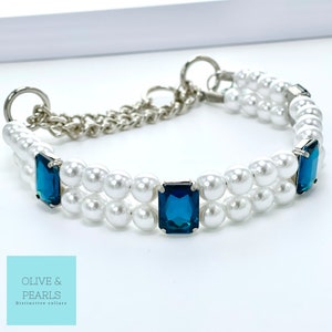 The &quot;Margo&quot; Pearl Dog Collar, Luxury Dog Collar, Jeweled Dog Necklace