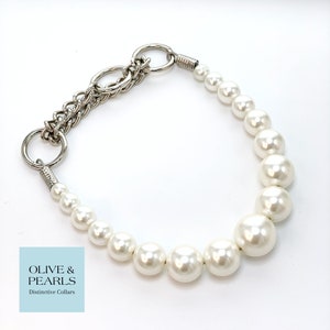 The &quot;Phoebe&quot; Pearl Dog Collar, Beaded Dog Collar, Dog Pearls, Pearl Dog Necklace