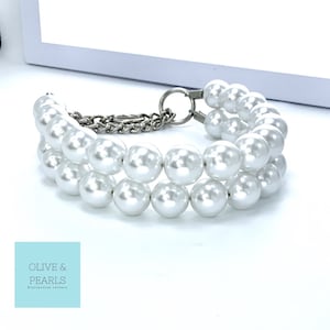 The &quot;Jackie O&quot; Pearl Dog Collar, Dog Pearls, Pearls for Dogs, Large Dog Pearl Collar