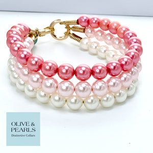 The &quot;Teagan&quot; Pearl Dog Collar, Pearl Dog Necklace, Ombré Pearl Dog Collar