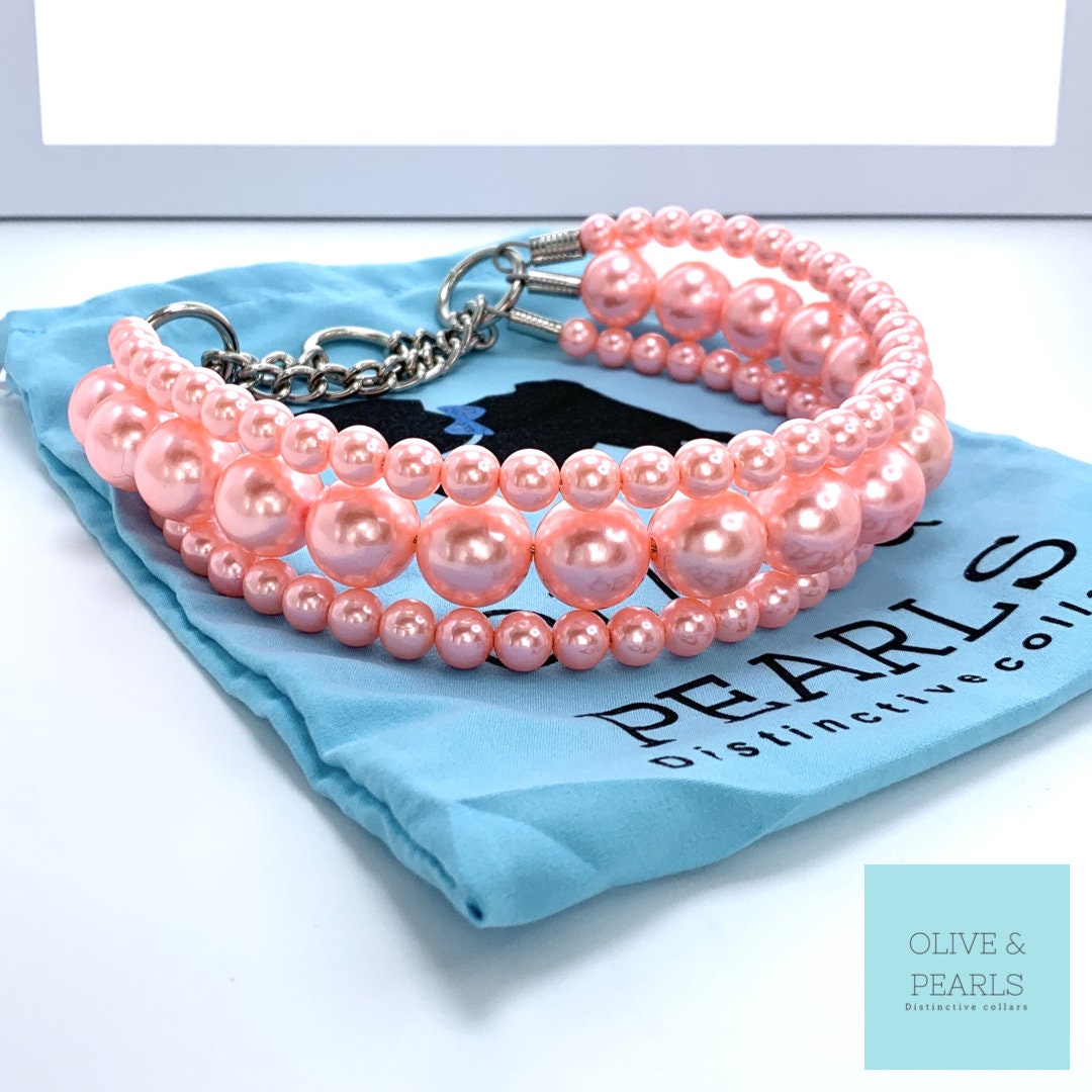 The Donatella Pearl Dog Collar Beaded Dog Collar Etsy