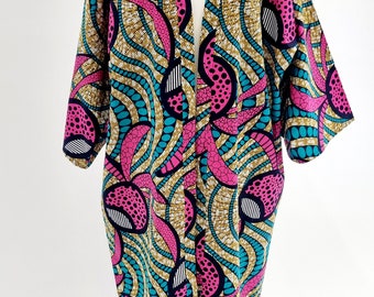 African Print Kimono Style Jacket - one size - Tropical print