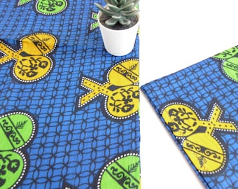 African Print Table Runner and Napkins Set - Blue