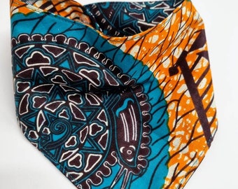 African Print Bandana Bib, Green Orange Dribble Bib