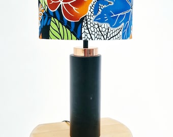 African Print Lampshade 15-45cm - Blue Green Leaf