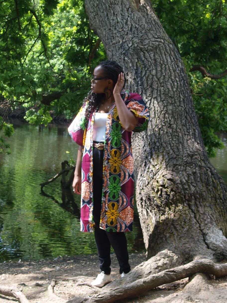 Image of African Print Kimono Style Jacket - One Size