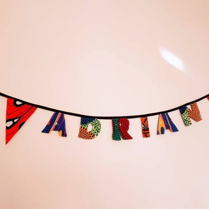 Personalised African Print Bunting, Bright and Bold Decorations image 1