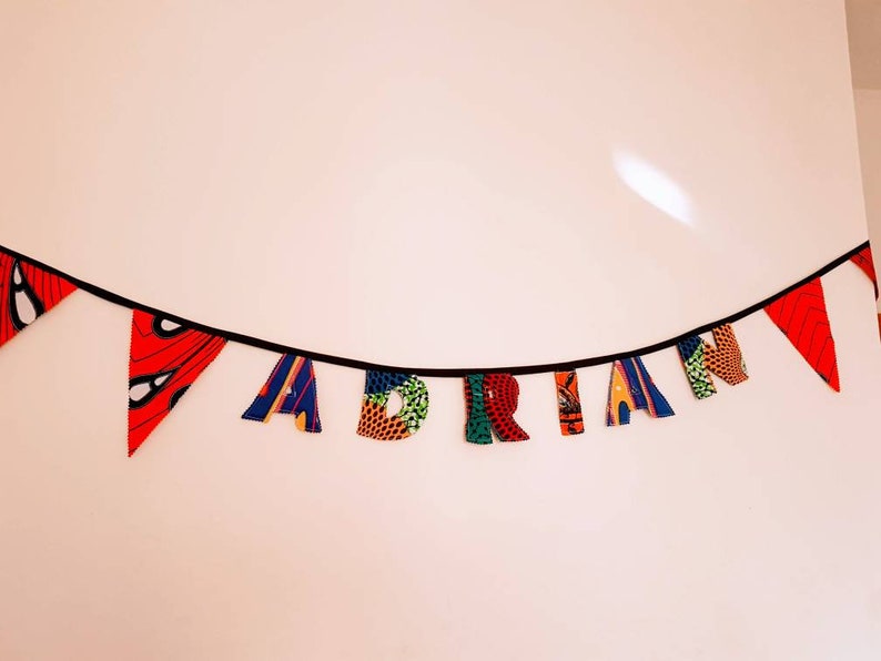 Personalised African Print Bunting, Bright and Bold Decorations image 1