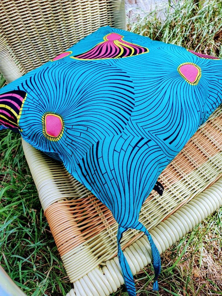 Wax Print Garden Seat Cushion Kente Print Outdoor Cushion Etsy