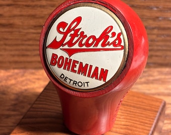 2378 - Vintage STROH's BOHEMIAN beer ball tap knob.  Very Nice!