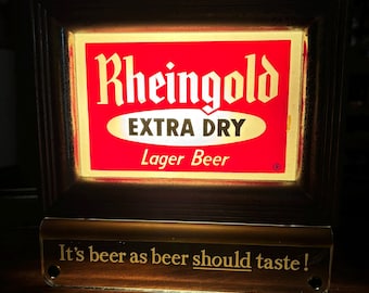 2145 - Rare Vintage Liebmann Breweries RHEINGOLD Register Topper Lighted Beer Sign!  Awesome Topper with great patina.  Ready for Your Bar!
