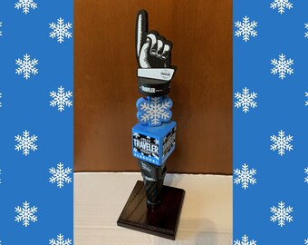920 - Original Curous Traveler "Jolly Shandy" Seasonal Tap Handle w/ Hand Made Base