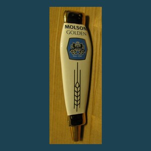 24 - Vintage MOLSON GOLDEN 3-Sided 9-1/4&quot; Ceramic Tap Handle - Beautiful GOLD Trim!