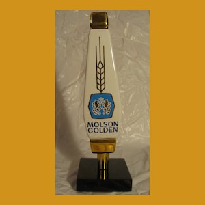 623A - Vintage MOLSON GOLDEN 3-Sided Ceramic Tap Handle - Beautiful GOLD Trim!