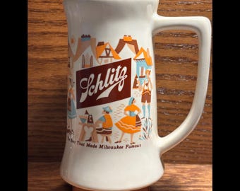 2391B - Vintage Original SCHLITZ Ceramic Beer Stein/Mug.  Beautiful!
