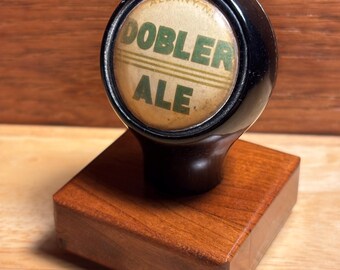 2059 - Vintage Original DOBLER ALE Ball Tap Knob - Rare.  Hand Made Display Stand Included!