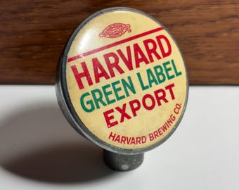 1838 - Rare Vintage HARVARD Green Label Export Beer Tin Can Type Ball Tap - Lowell, Massachusetts