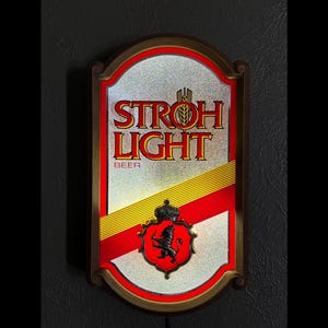 2325 - Vintage 1986 STROH LIGHT Lighted Beer Sign - Very Sharp!  Clean & Beautiful!