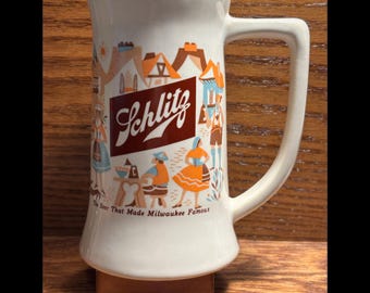 2391D - Vintage Original SCHLITZ Ceramic Beer Stein/Mug.  Beautiful!